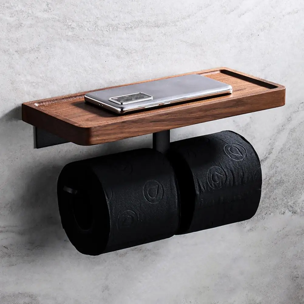 Tissue Holder Toilet Roll Holder Toilet Paper Holder Toilet Paper Rack Wooden Dual Space-saving Bathroom Gadget