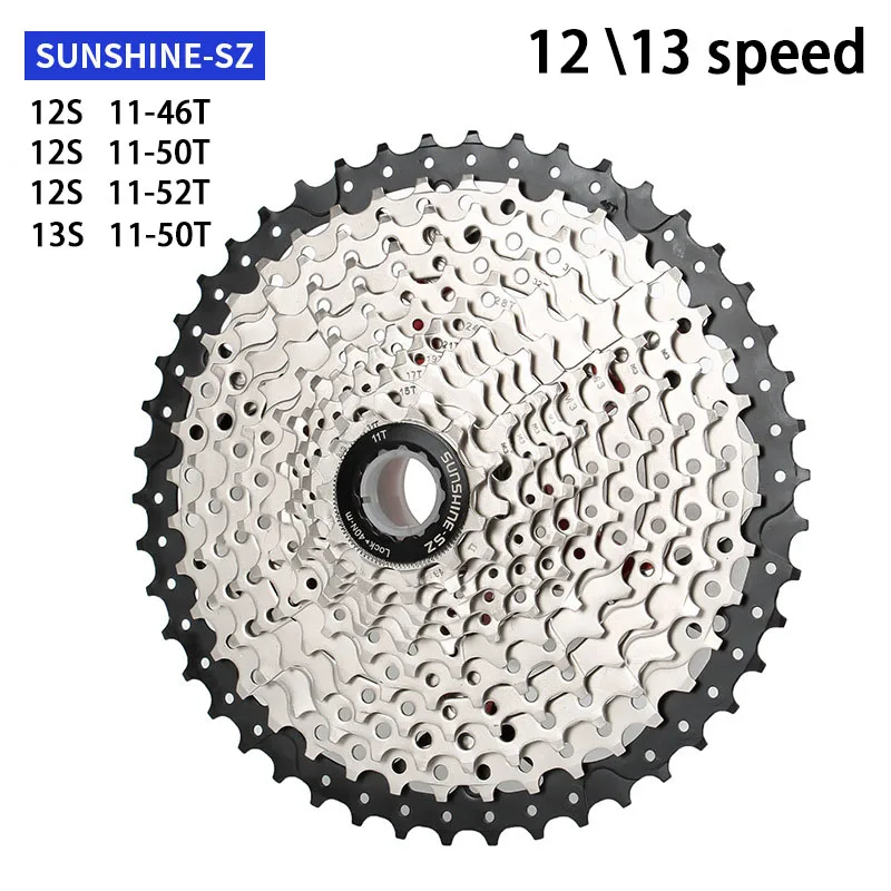 

SUNSHINE 12 Speed MTB Bike Cassette 11-46T/50T/52T Mountain Bicycle Sprocket for HG Structure Freewheel Compatible Shimano/Sarm