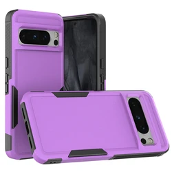 Heavy Duty Rugged Armor Shockproof Phone Case with Soft TPU Frame and Hard Plastic Back Cover - Pixel 7 Pro (Purple)