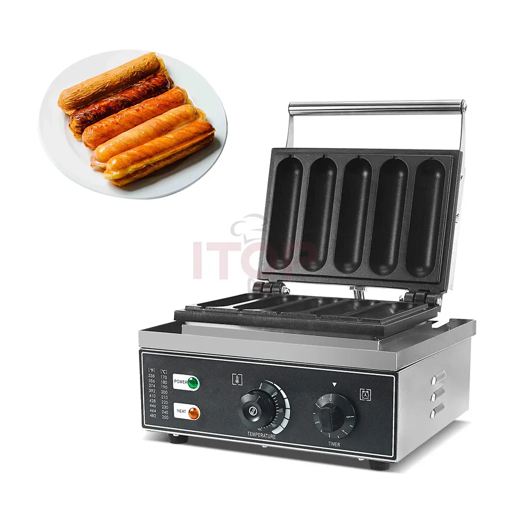 ITOP 5 pcs Hotdog Waffle Maker Non Stick Sausage Baking Machine Milk Stick Lolly Stick Baker 1550W