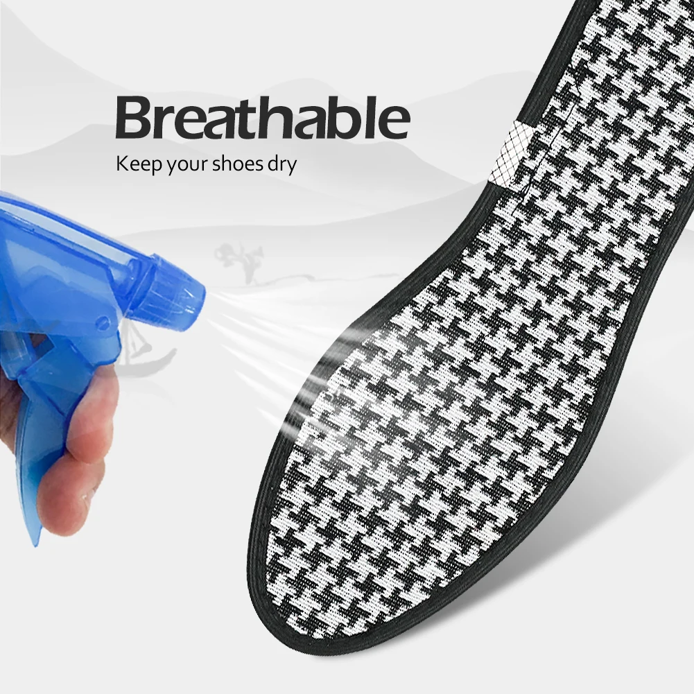 Foot Master 5 Pairs Fabric Material Quality Deodorization Hard-Wearing Breathable Ease Pressure Comfort Insole Plaid Unisex