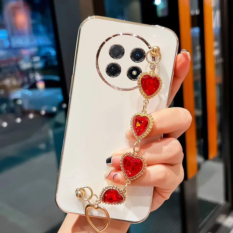 Diamond Bracelet Chain Silicone Case for Huawei Nova Y91 Y90 11i 9 10 SE Mate 50 60 Pro 20X Coque Cover_voghion.com