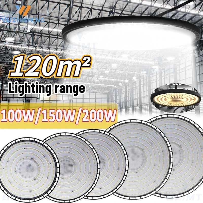 

200W 4500k/6000k 1200LM UFO High Bay Light 100W 150W IP65 Waterproof LED Industrial Lighting for Garage Gym Factory Warehouse