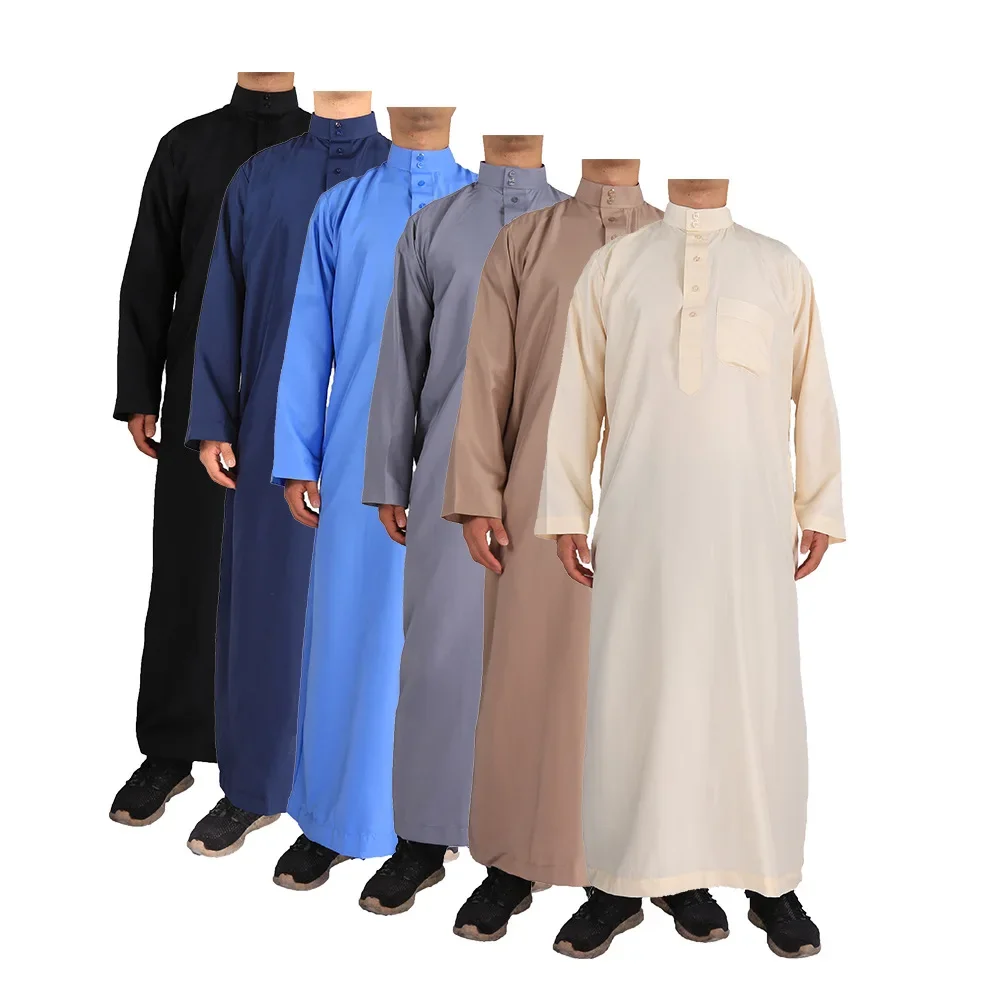 

Muslim Fashion Muslim Middle East Men Long Sleeve Arab Crew Neck Islamic Solid Color Kaftan Maxi Dubai Long Jubba Thobe Abaya