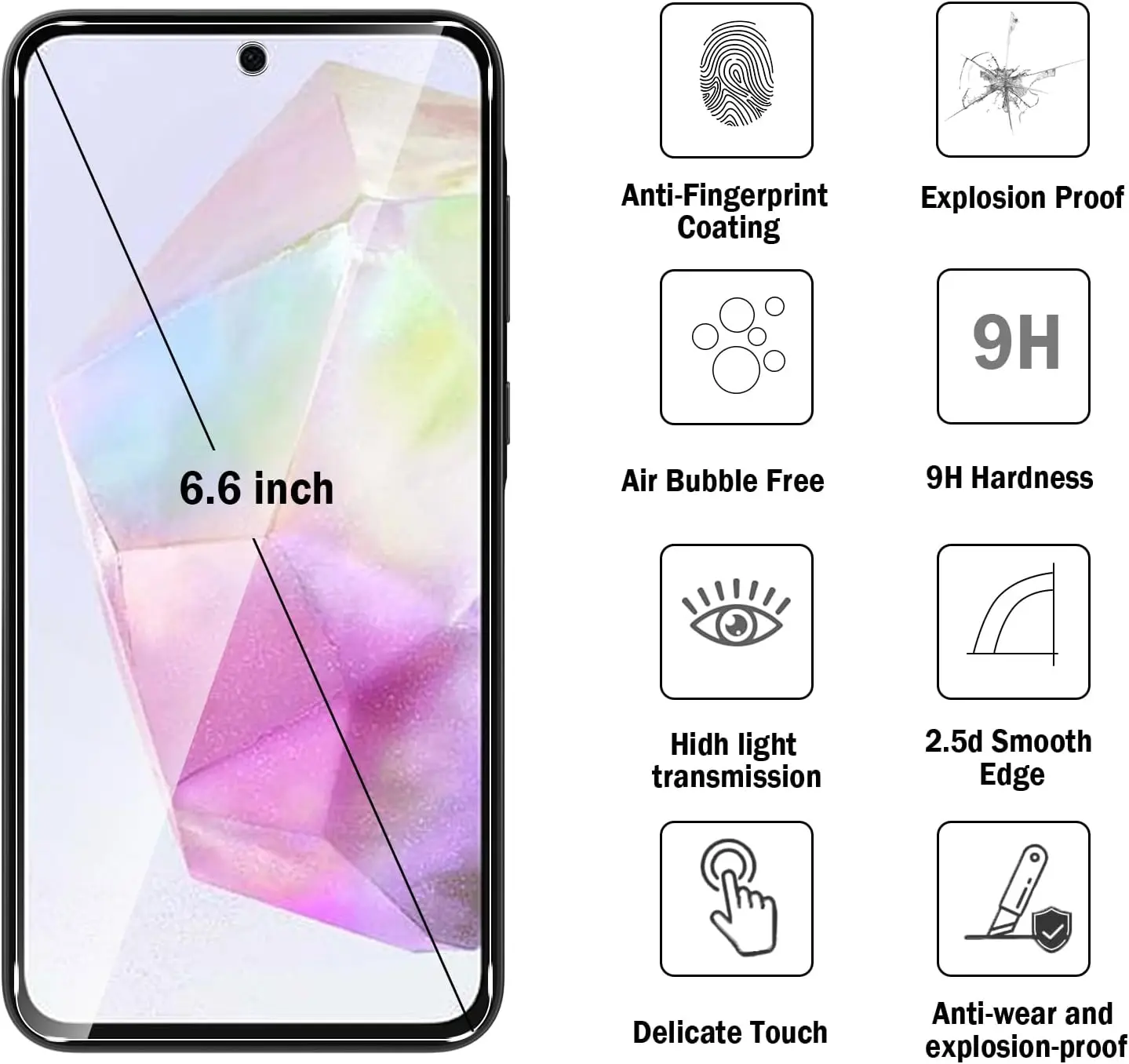 1/4Pcs Protective Tempered Glass For Samsung Galaxy A35 5G Screen Protector 2
