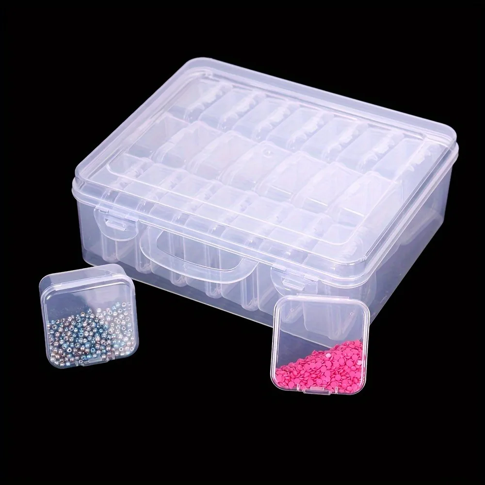 Plastic Clear Square Box DIY Craft Diamond Painting Embroidery Jewelry Rhinestone Storage Container 1 Set (17/21/24/35/45/58)