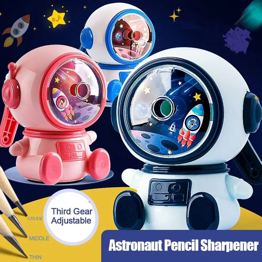 Pencil Sharpener Third Gear Adjustable Astronaut Automatically Enters Lead Cute Cartoon Hand-cranked Mechanical Tool Office