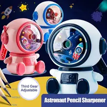 Third Gear Adjustable Astronaut Pencil Sharpener Automatically Enters Lead Cute Cartoon Hand-cranked Mechanical Tool Office