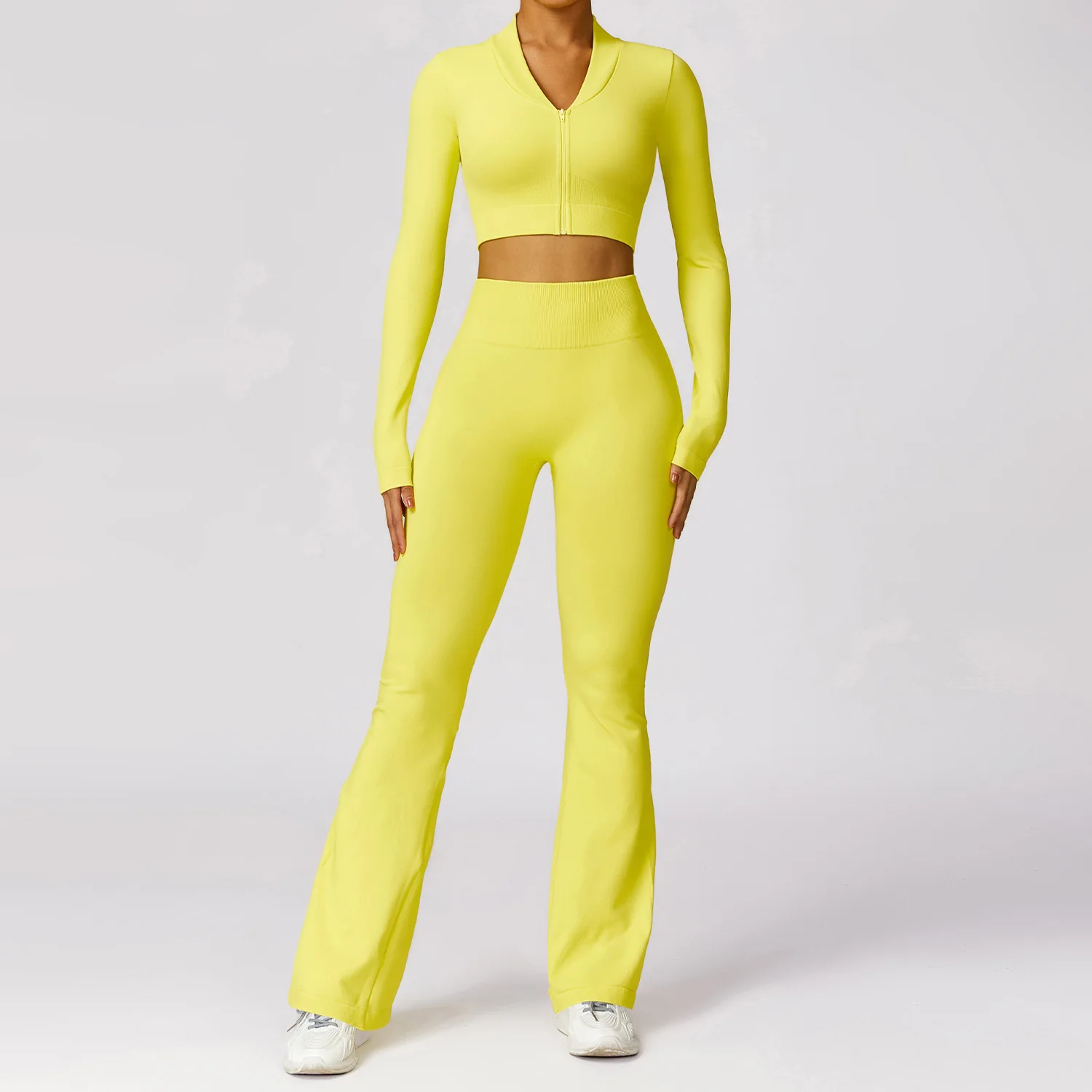 Customized LOGO womens new tight seamless back yoga suit womens casual hip-lifting micro-sports suit  Two piece set 5