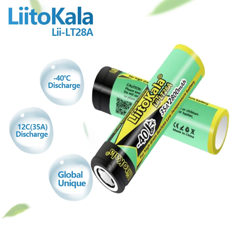 1-20PCS LiitoKala Lii-LT28A 18650 2800mah 3.7V Rechargeable Battery 45A High Power Discharge for -40° Low-temperature battery