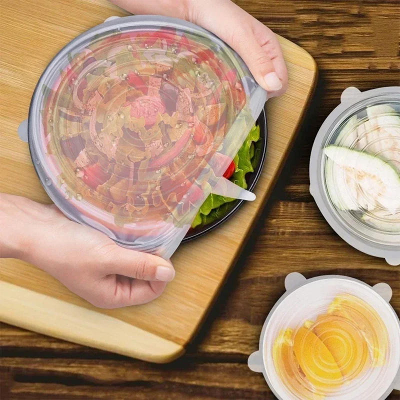 6pcs/set Silicone Stretch Lids Reusable Durable Food Storage Lids For Bowls