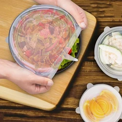 Eco - Friendly Reusable Silicone Stretch Food Covers (Set of 6) (White)