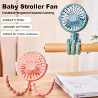 3 Speeds Fan for Cart Stroller Outdoor Portable Fans With Lamp Clip On Baby Stroller USB Rechargeable Handheld Electric Fan Home
