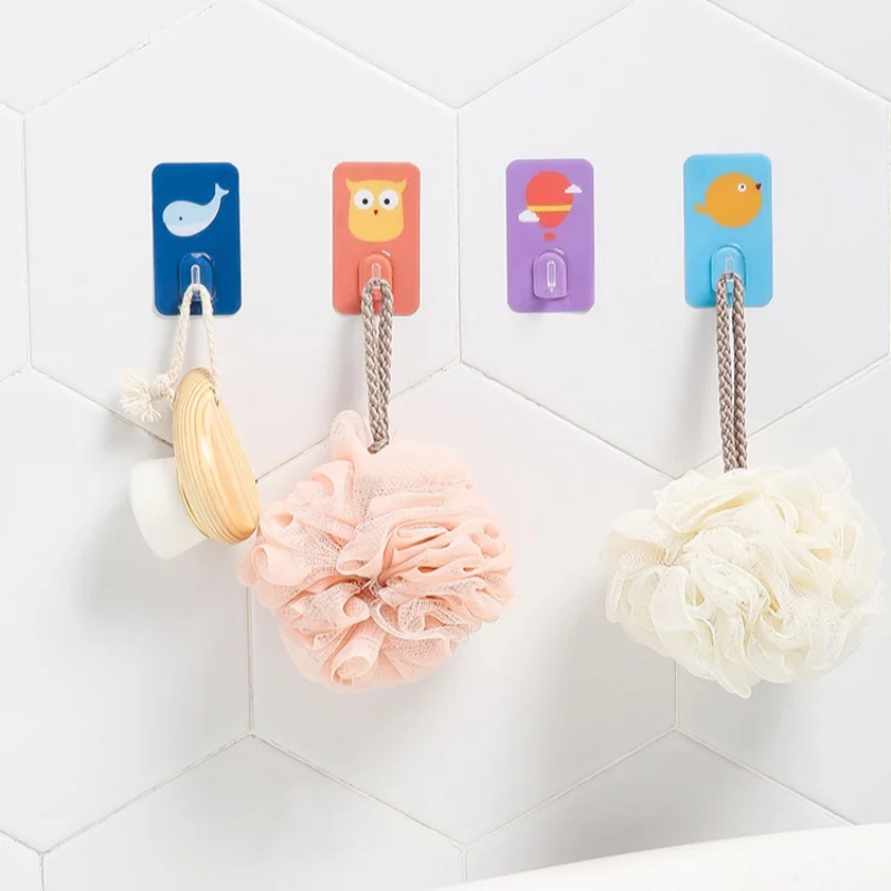 10Pcs Cute Cartoon Crystal Hooks Tableware Hanging Rack Adhesive Hooks Kitchen Multi-Purpose Non Marking Waterproof Strong Hook 2