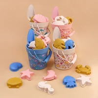 6PCS Cartoon Summer Beach Game Sand Bucket Shovel Silicone Sandbox Outdoor Water Fun Beach Toys kid gifts Children Sand Toys 1