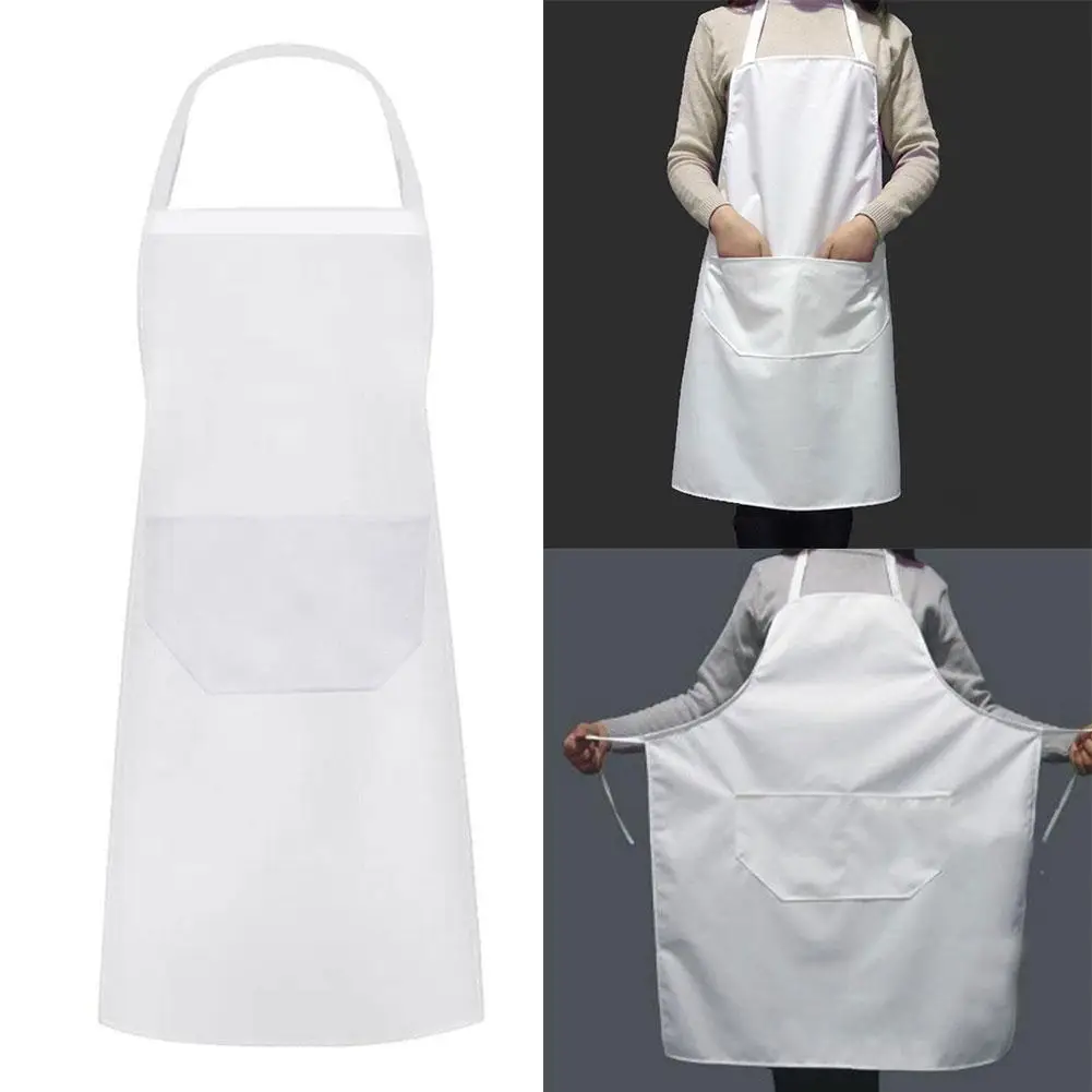 Grembiule Bianco Vita Da Chef Con Tasche - 65% Poliestere 35% Cotone
