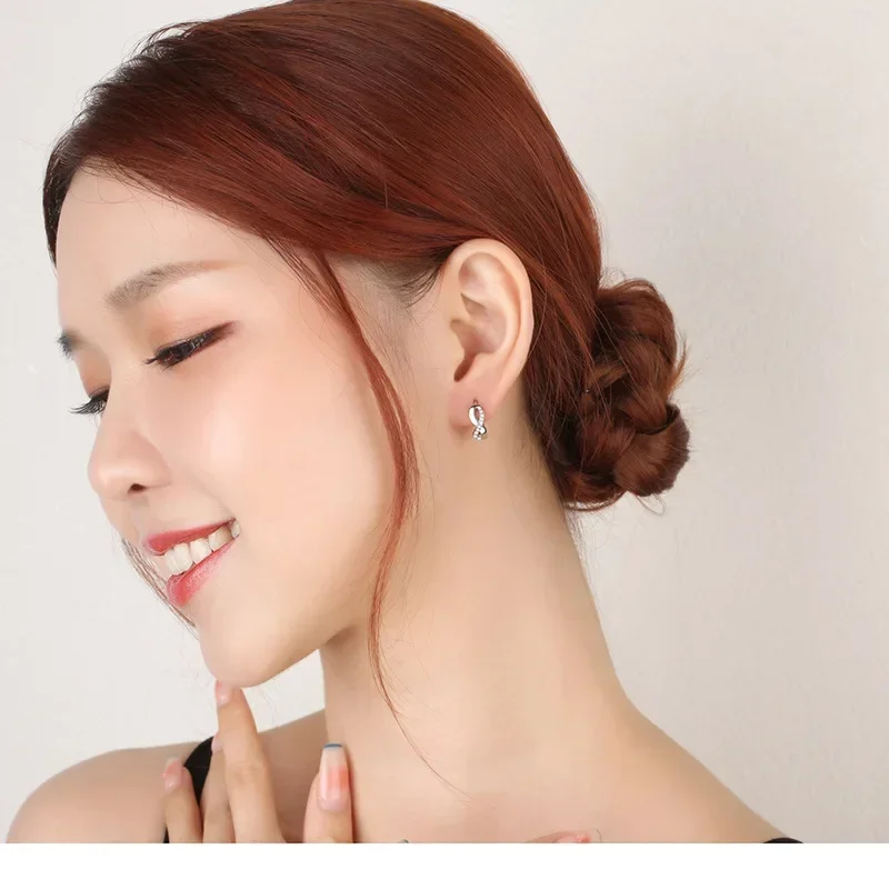 Stud earrings Female Earring 925 Silver Needle 8 Shaped Twist Infinity Eternal Endless Zircon Small Earrings for Women Girl Gift