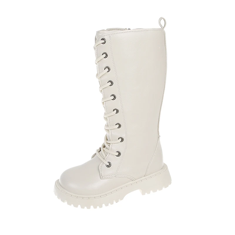 Children High Boots Round Toes Soft Kids Long Boots Soild Color Versatile 2025 Autumn New Girls Fashion Boots Mid-calf Non-slip