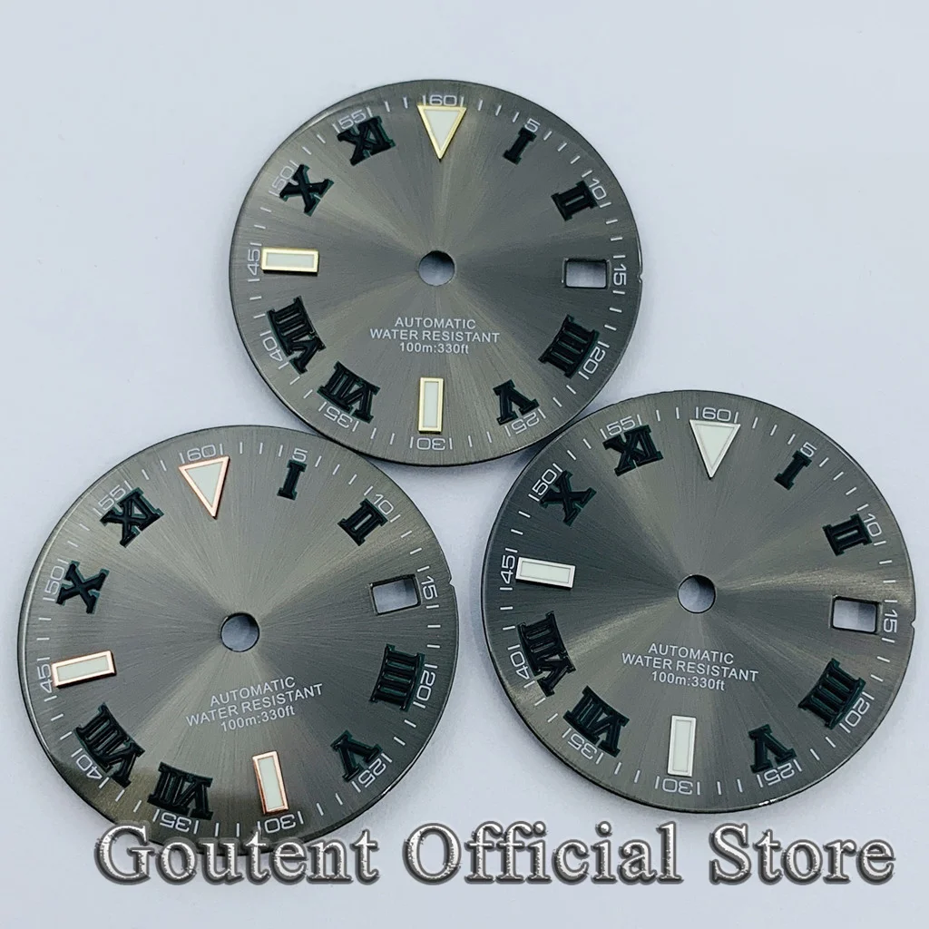 Watch face accessories watch dial accessories 29mm Sterile Black White Gray Blue Roman Numeral Watch Dial Fit NH34 NH35 Movement Fit 3 O'clock Crown 3.8 O'clock Crown