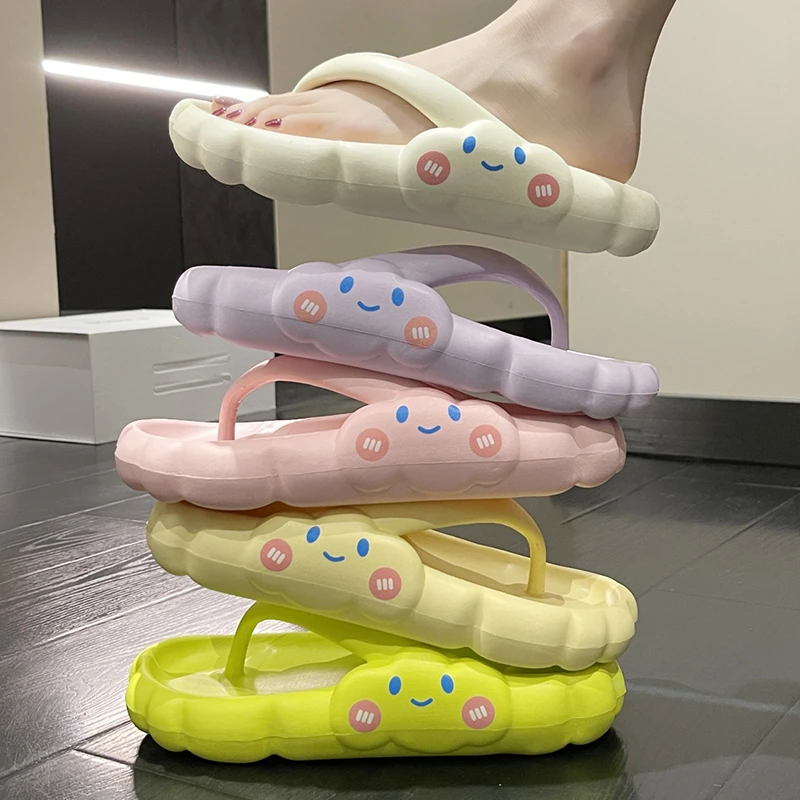 indoor slippers with arch support Rimocy Clip Toe Soft Soled Cloud Slippers Women 2022 Summer Thick Sole Platform Sandals Slides Woman Non Slip Indoor Flip Flops indoor fur slippers