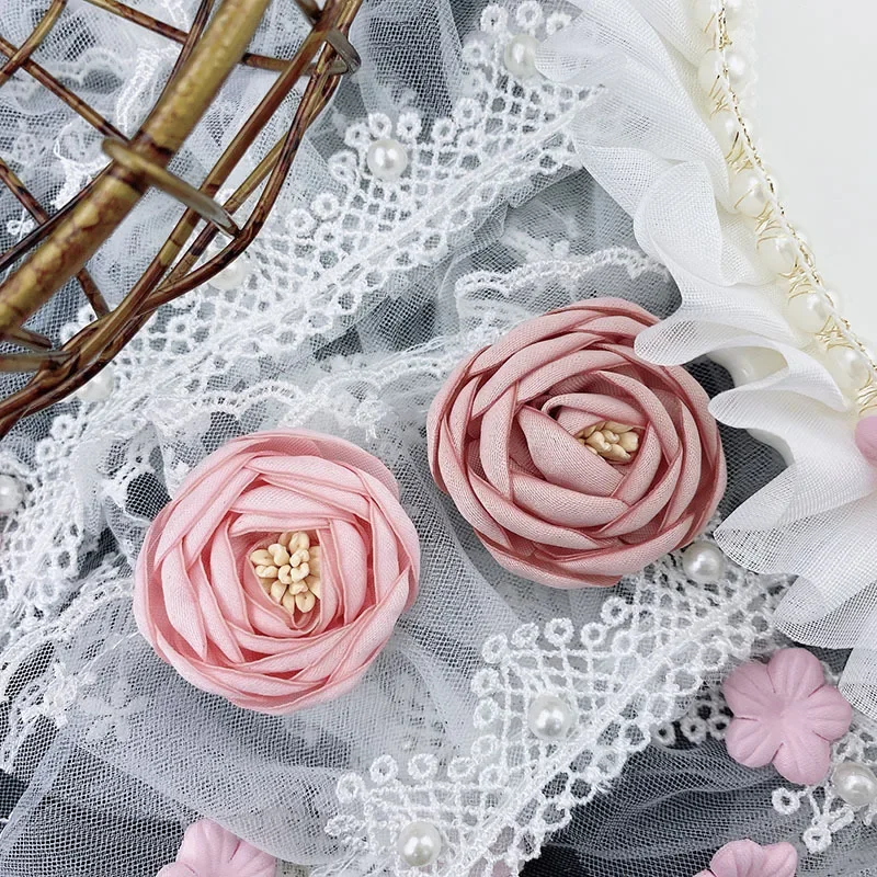 Satin Fabric Flower DIY Corsage Shoe Flower Handhold Rose Hanbok Lolita Skirt Hair Accessories Headpiece Accessories Sewing