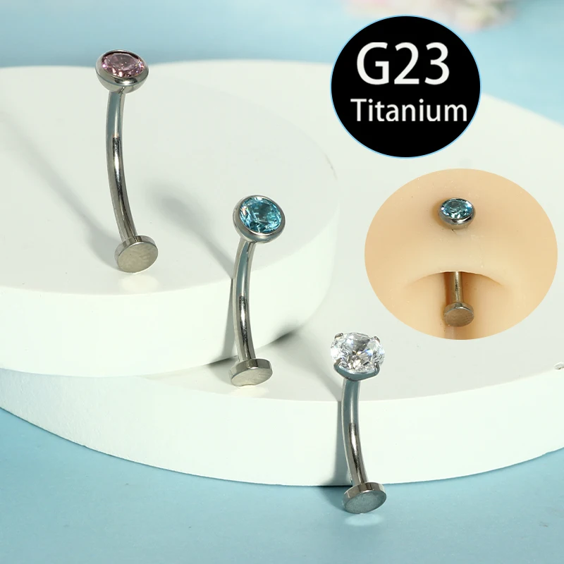 20Pcs/lot ASTM F136 Titanium 14G Belly Button Rings with Zircon Trendy Navel Bell Button Piercing Jewelry Piercing Body Jewelry