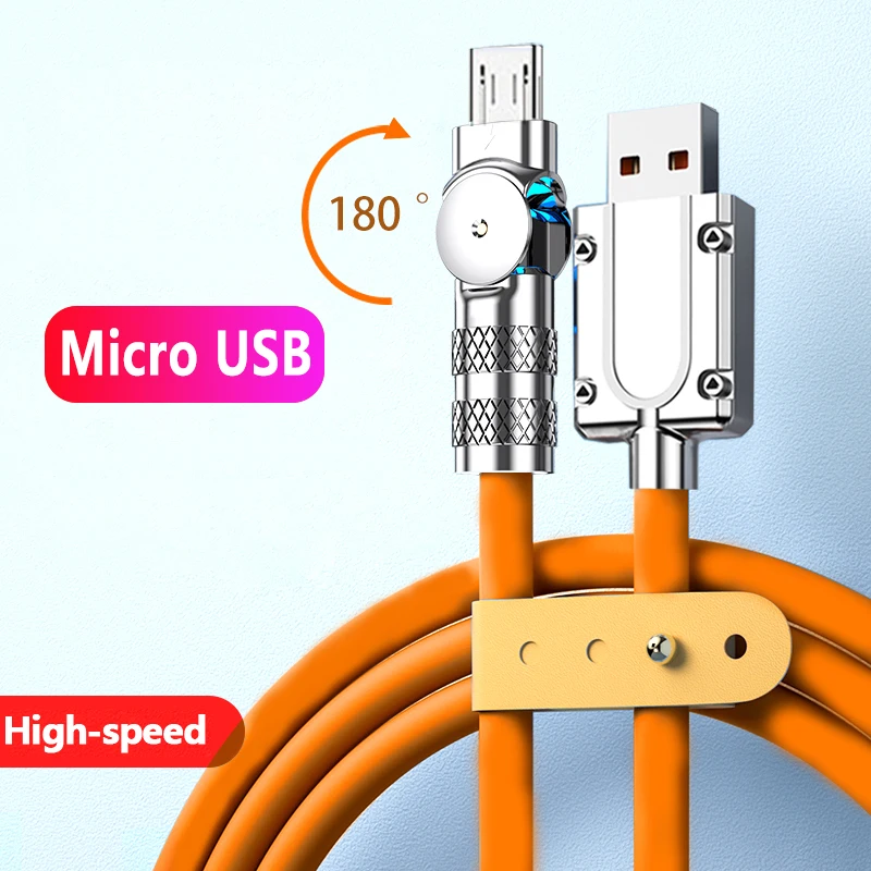 ตัวเลือกสินค้า Micro USB 120W 3A ข้อศอก Fast CHARGING Data CABLE สําหรับเล่นเกมสําหรับ Samsung Galaxy S7 S5 Xiaomi Android ชาร์จสาย USB