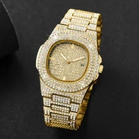 Luxury Full Diamond Men's Stainless Steel Watches Male Sports Quartz Wristwatch with Calendar 4
