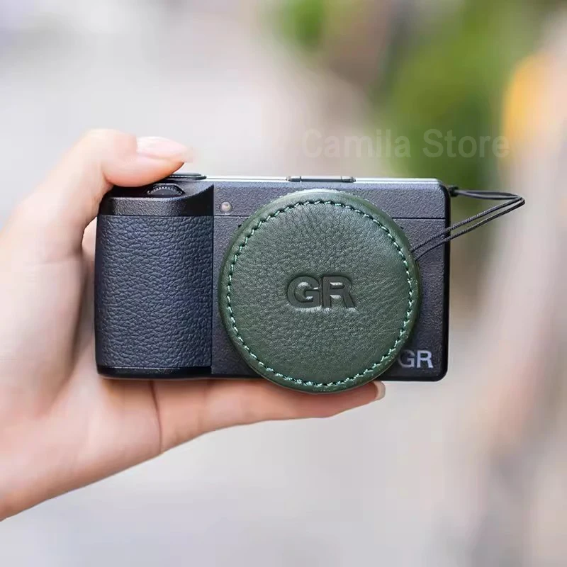 純正革製レンズキャップ 防水保護 カメラレンズカバー リコー GR GR II