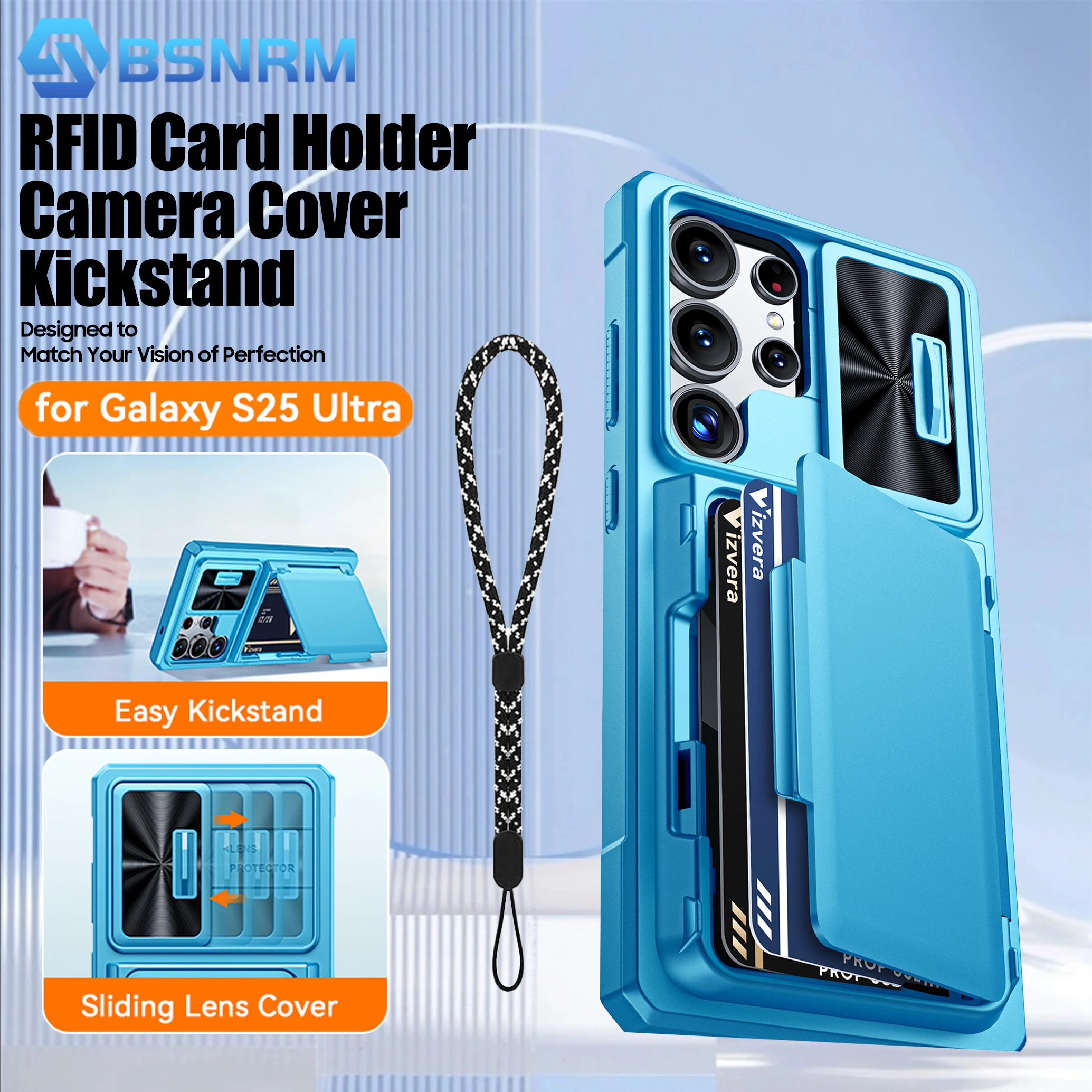 Premium Wallet Case with Card Holder & Kickstand - Full Body Protection with Camera Cover