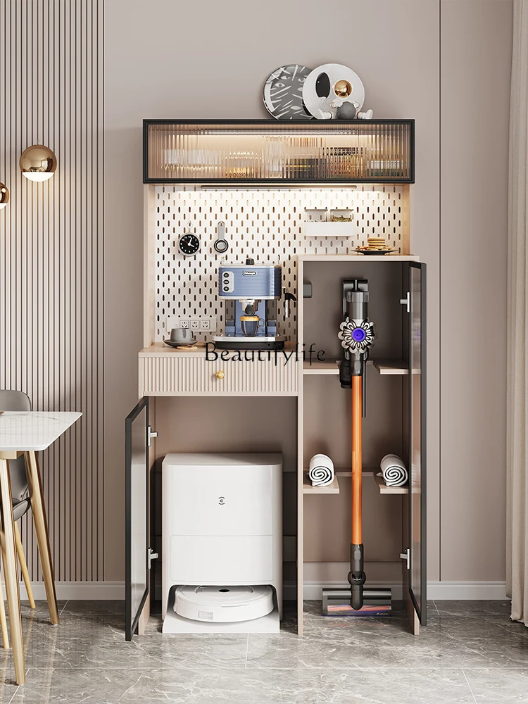 

Solid Wood Sideboard Integrated Wall Storage Rack Vacuum Cleaner Storage Cabinet