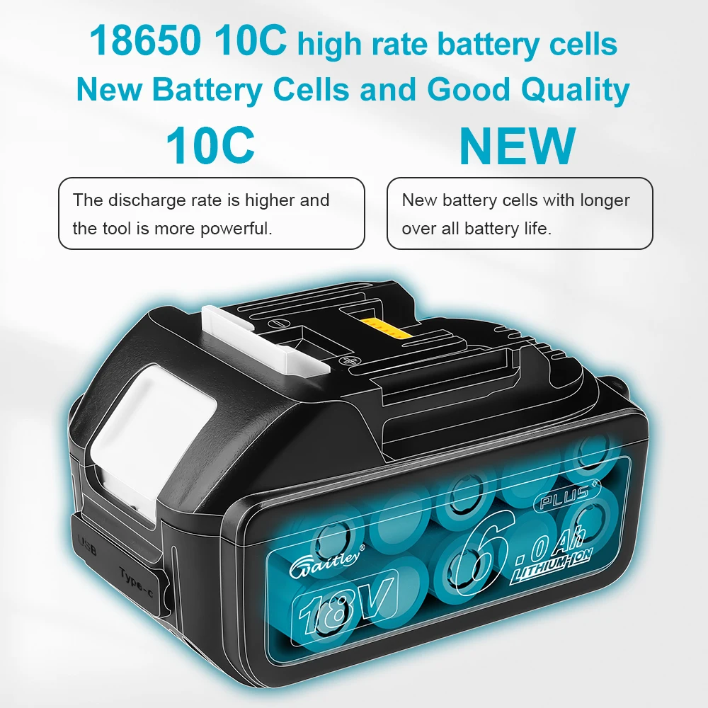 Waitley Powerful Plus battery For Makita 18V power tool 18 volt