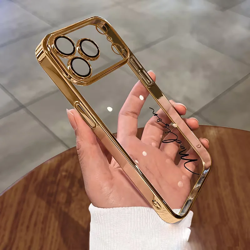 Personalized Customized Name Transparent TPU Luxury Plating Phone Case for thumbnail 5