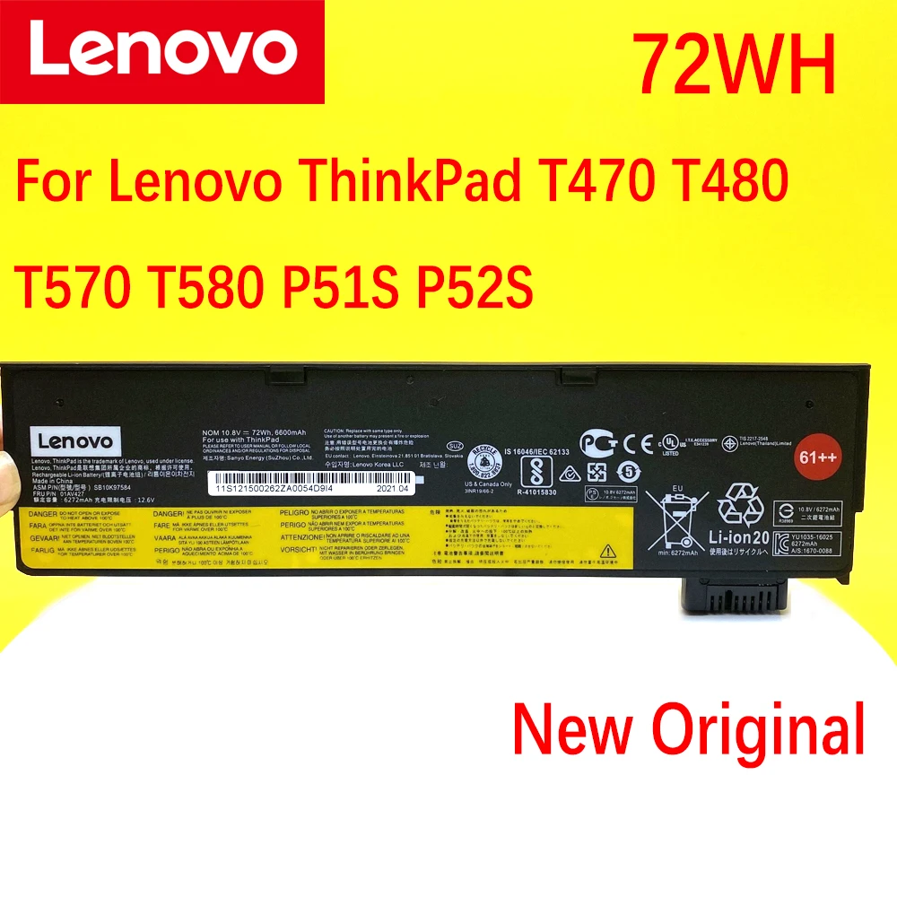 Lenovo-Bateria Original do Portátil, ThinkPad T470, T480,