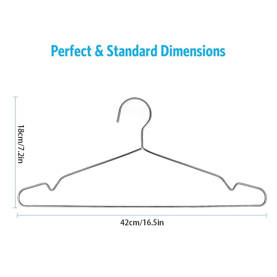 Wire Clothes Hanger Stainless Steel Metal Heavy Duty Non-Slip Slim Space Saving 16.5 Inch clothes hangers