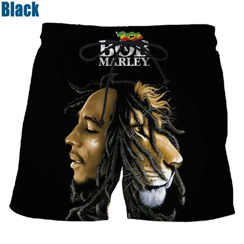 Rock Singer Bob Marley Reggae Rasta Pattern Board Shorts 3D