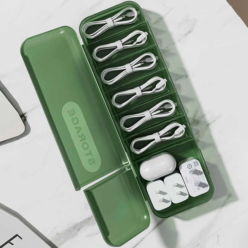 Desktop Covered Data Cable Storage Box Power Charging Cable Sorting Tool Charger Storage Box Clutter