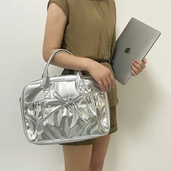 Elegant Women's Fashion Tote Bag - Large Capacity Laptop Shoulder Handbag - 13 - 14inch (Silver)