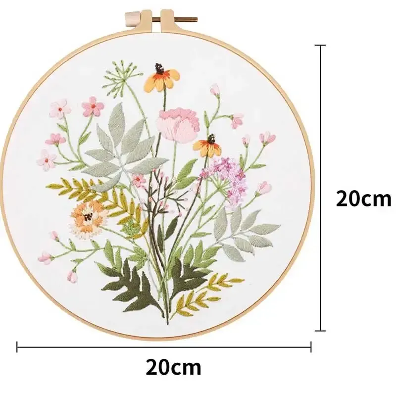Embroidery Diy Material Package Kit Flower Pattern Cross Stitch Table Painting Hanging Picture With Hoop embroidery kits