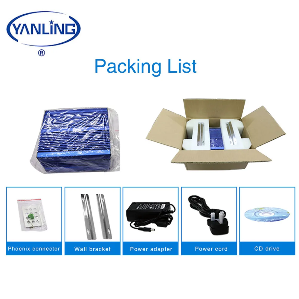 Yanling 팬리스 미니 PC 인텔 J1900 CPU 듀얼 랜 임베디드 컴퓨터, 3개의 미니-PCIE, 1개의 PCI, 1개의 LPT 지원