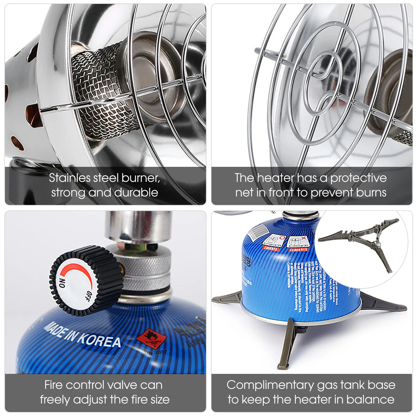 Portable Gas HeaterEmergency Blanket and 4 Clips Camping Heater Warmer Heating Stove Outdoor Emergency Survival Kit