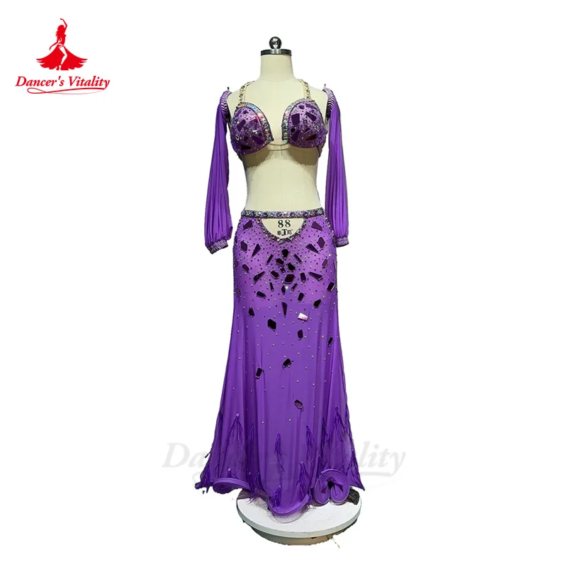 

Belly Dance Costume Suit Customized Diamond Bra+Appear Thin Fishtail Skirt Oriental Dance Professional High End Dance Skirt