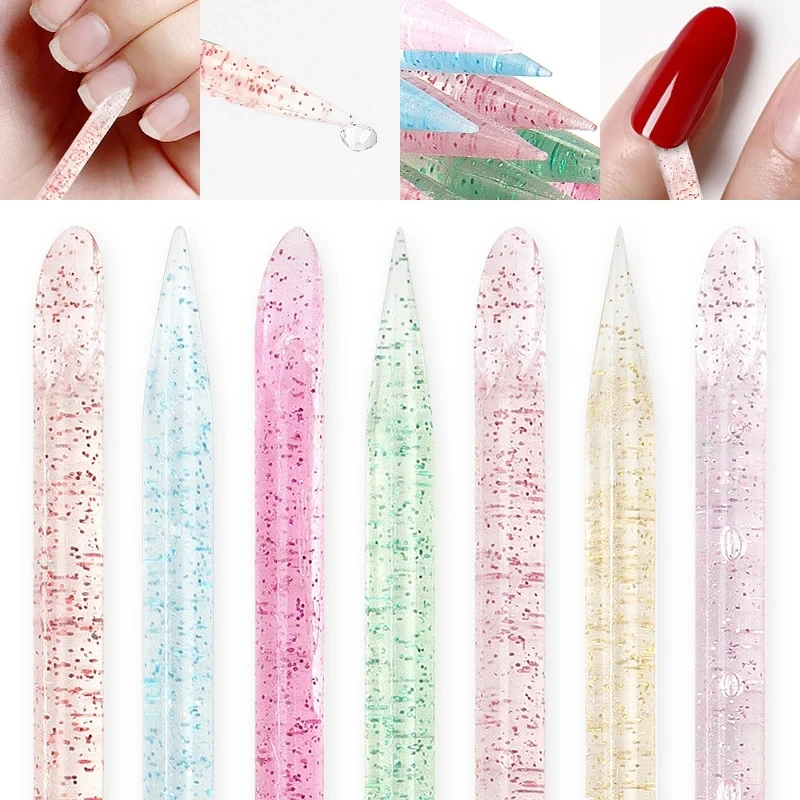 50Pcs Reusable Crystal Manicure Stick Double Sided Nail Art Cuticle Pusher Remover Tool Pedicure Nails Care