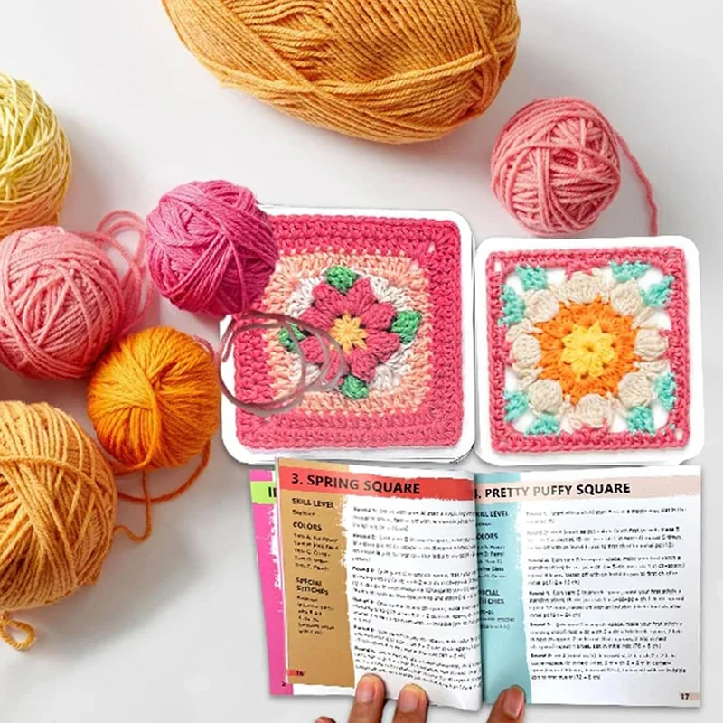 50pcs/box Mix Matchs Designs The Granny Square Card Decks Knitting Kit For Adults DIY Grandma Knitted Pattern Set