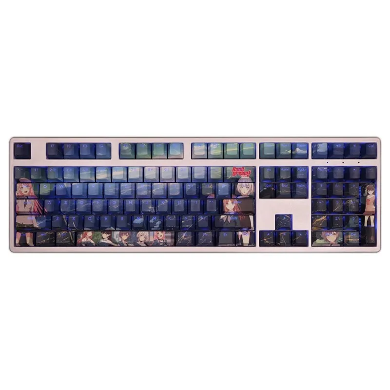 Backlit Cartoon Anime Gaming Key Caps Bang Dream é Mygo Pbt Keycap Ansi 61 87 104 108 Takamatsu 108 Chaves por Conjunto - Imagem 6