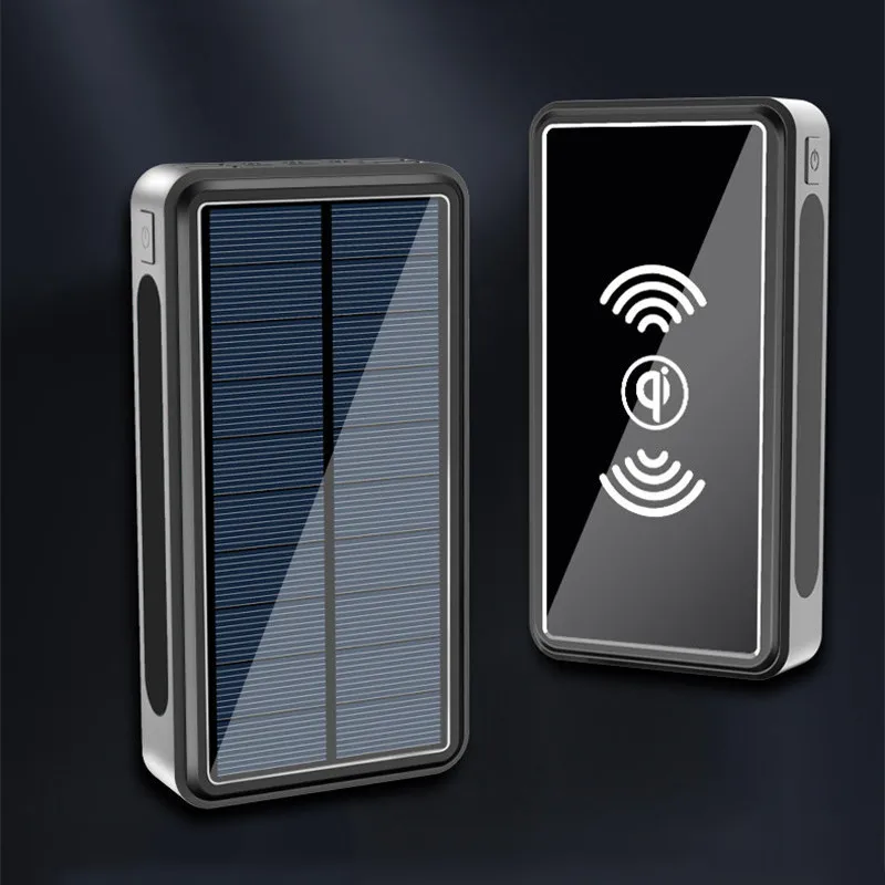 80000mAh Qi Solar Power Bank Wireless Fast Charger for IPhone Xiaomi Samsung with 4 USB External Mobile Phone Battery best powerbanks