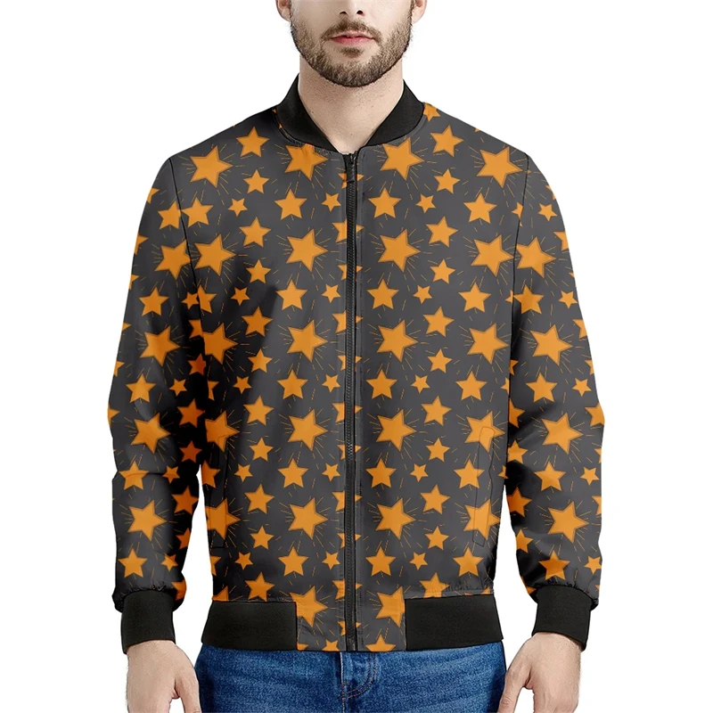 thumbnail image 1 of Chaqueta bomber de primavera y otoño para hombre con estampado 3D de estrella de cinco puntas y cremallera por todas partes, chándal unisex, chaqueta informal con cremallera, ropa 6XL, 1 of 4