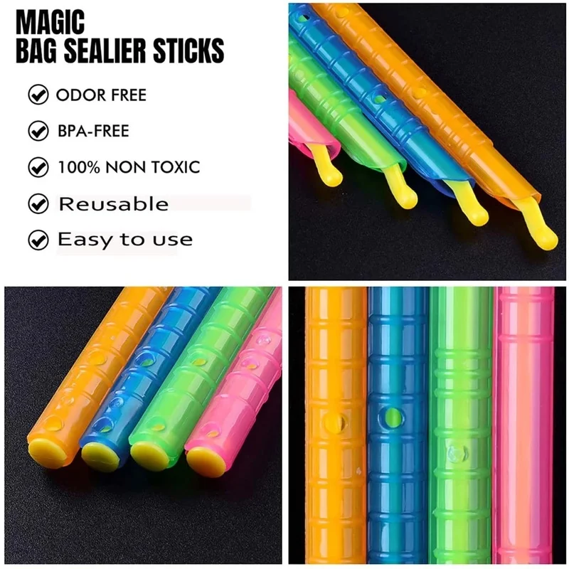 5/8Pcs Seal Lock Sticks Food Sealed Organizer Storage Bag Clip Food Seal Stick Plastic Home Kitchen Gadgets Reusable 5