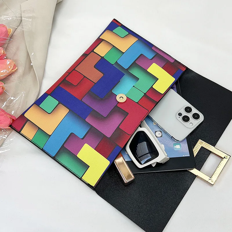 Luxury Women Clutches PU Leather Geometric Purses Female Large Capacity Envelope Bags Phone Pouch Ladies Party Clutch Bag