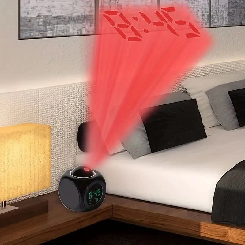 Multi-function Projection Chime Clock LED Light Projection Alarm Clock Voice Chime Clock Projection Clock